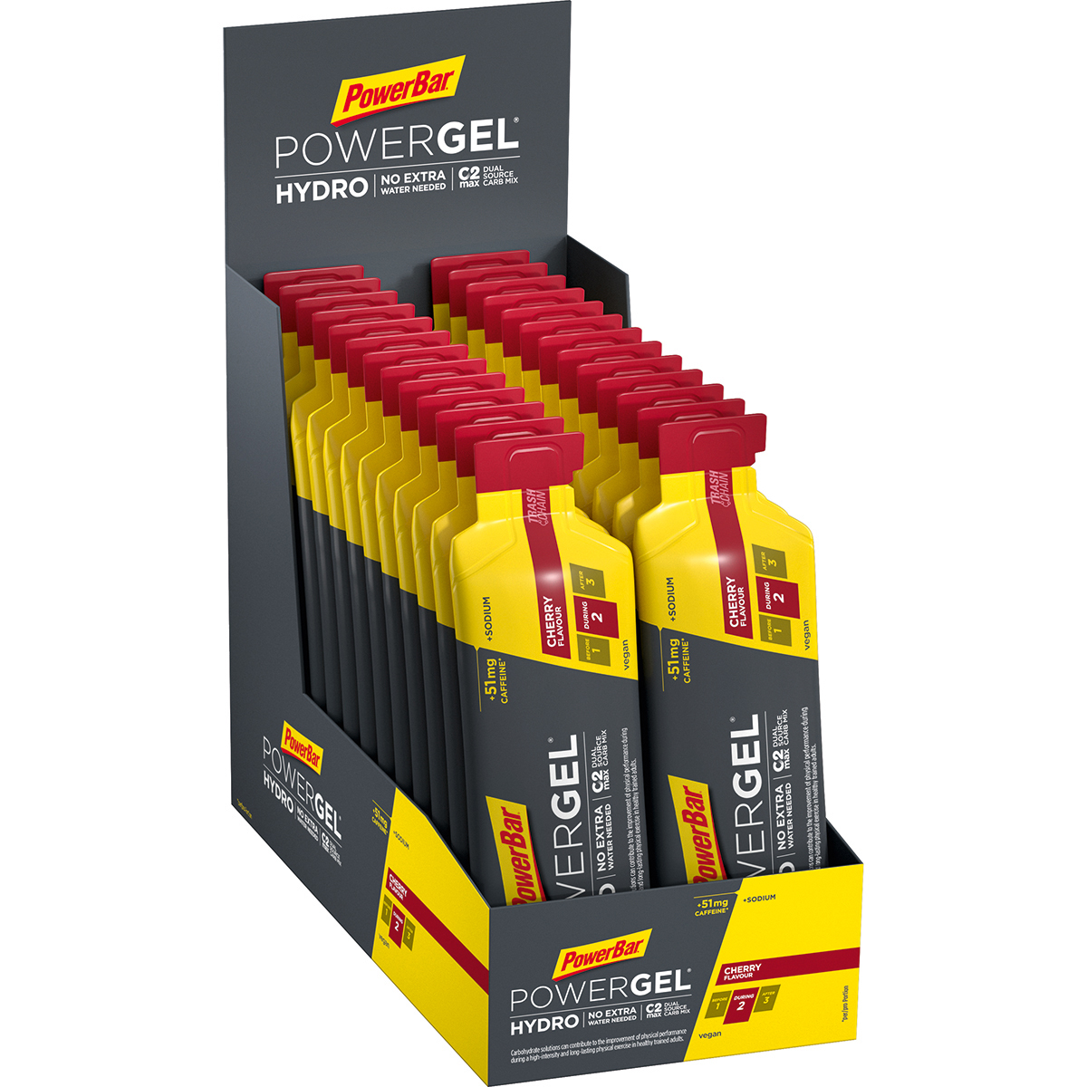 Bild von 24x PowerBar Powergel Hydro - Cherry mit Koffein (Box)