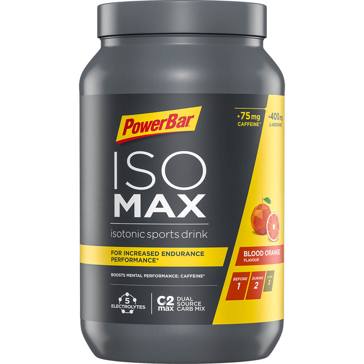 Bild von PowerBar Isomax 1200g - Blood Orange mit Koffein - Isotonic Sports Drink