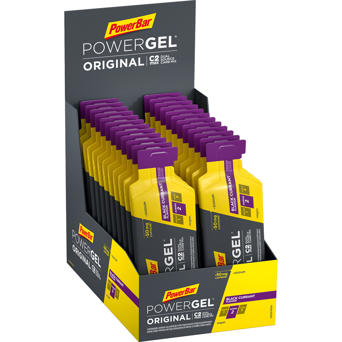 Bild von 24x PowerBar Powergel Original - Black Currant mit Koffein (Box)